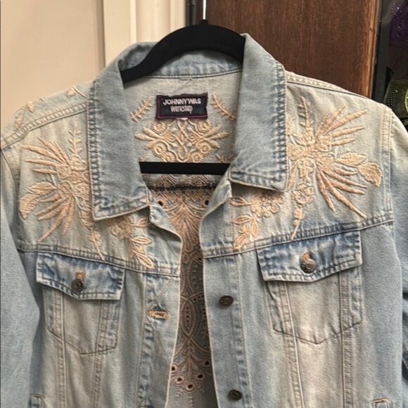 Johnny Was Blue Lace Jean Jacket - Picture 2 of 12